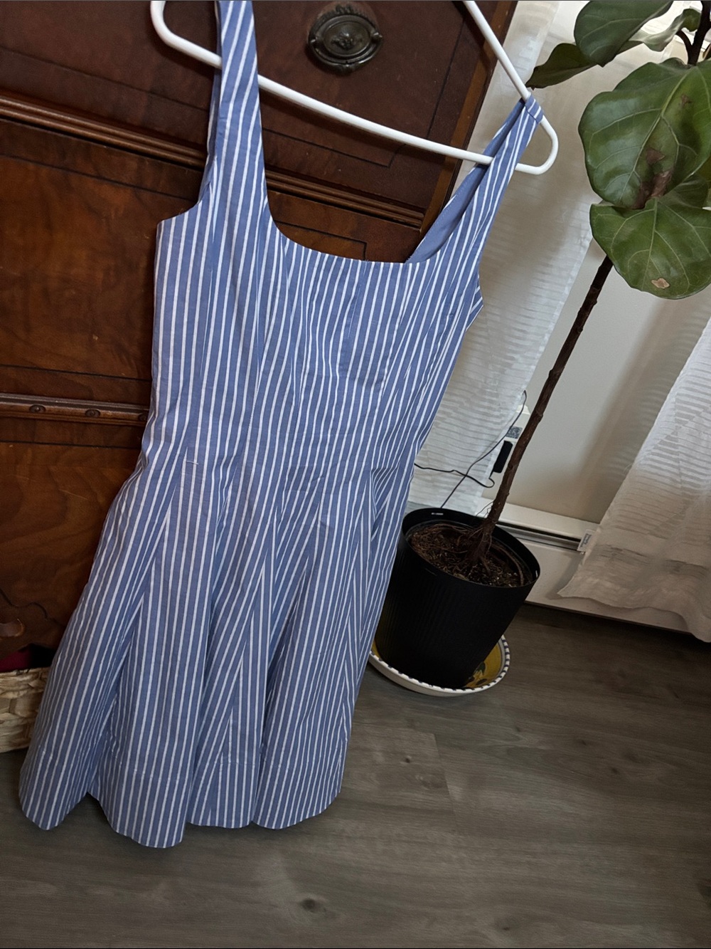 Cynthia Rowley Blue and White Striped Midi Sundress
